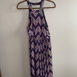 Chevron Navy and Pink Maxi